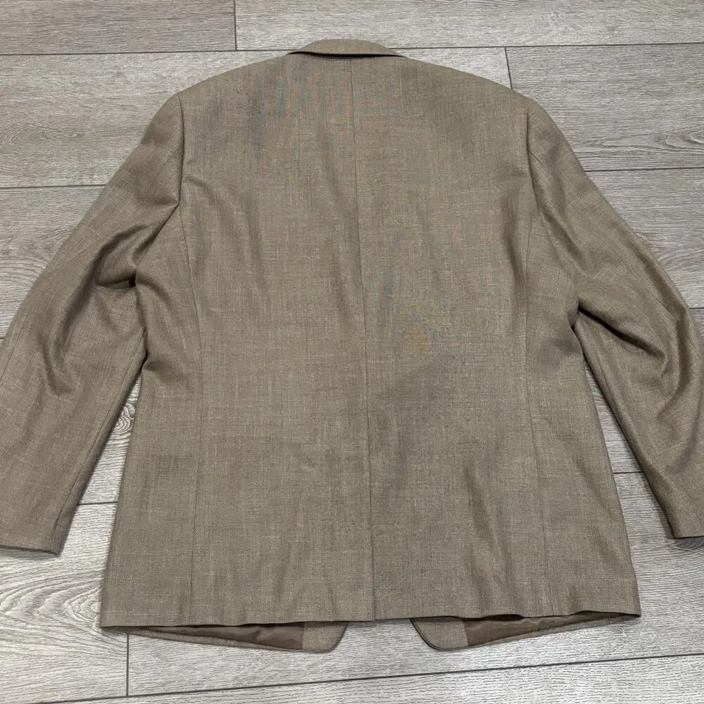 Vintage Lauren Ralph Lauren Jacket Men's 46L‎ Brown Blazer Linen Poly Blend